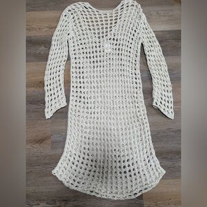 Free People Beach Open-Knit Long Sleeve Cover Up Dress- NWT